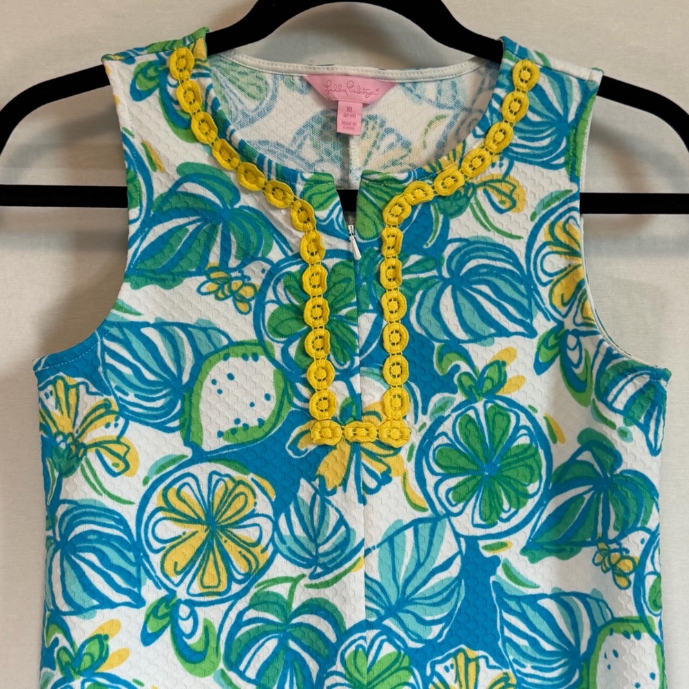 Lilly Pulitzer Girls Sweet & Sour Blue and Green Floral Dress - Picture 2 of 10